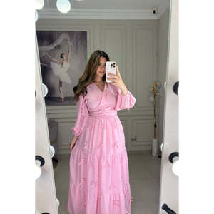 Robe élégante à motif floral uni, sans bretelles, taille empire, respirante, en spandex, avec volants, grande taille XL, pour les fêtes de jour - Product Image 2