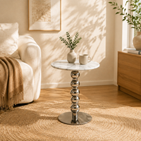 Luxuriöser Umweltfreundlicher Moderner Runder Marmor-Beistelltisch mit Edelstahl-Kugelbasis für Wohnzimmer
