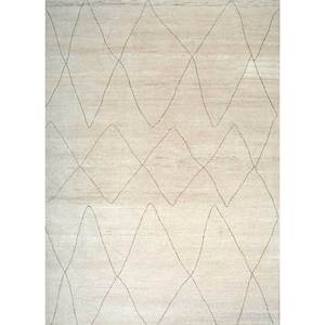 Manifest Ivory Hand Knotted Afghan Wool Rugs Geometric Flat Weave for Home Living Room <b>Hallway</b> Rectangle Shape New - Product Image 1