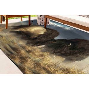 Tapis Bronze Two Bisons : Tapis d'intérieur imprimé personnalisé antidérapant, avec poils doux - Product Image 2