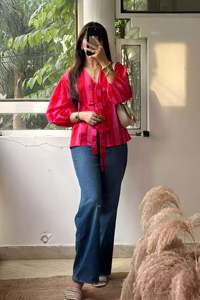 Hermosa Camisa larga de algodón con estampado Floral para mujer, cierre de botón, sueño de noche de verano con patrón único, camisas elegantes - Product Image 2