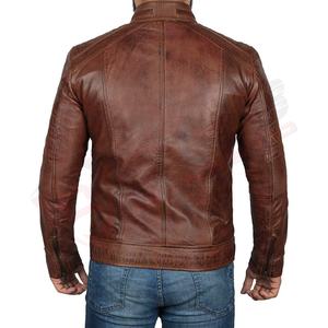 Hommes en cuir véritable Biker Fashion Respirant Zippers-Poches Vintage-Distressed Windbreaker Slim-Fit Motorcycle Leather Jackets - Product Image 5