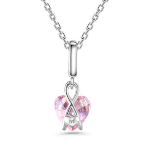 Collier en argent sterling Jeulia Eternal Love avec pendentif en forme de cœur, zircon plaqué rhodium et pierres de naissance en perles - Product Image 2