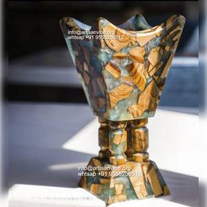Brûleur islamique moderne fait main Ramadan époxy Bakhoor porte-encens en bois de séquoia encens indien usage aromatique ArtisanVibe - Product Image 6