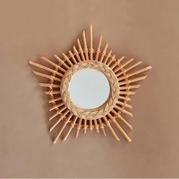 Hot Item Personnalisable Antique Vintage Home Style Décor Miroir Coloré Rotin Décoration Murale Cadres