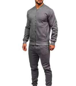 Chándal con cremallera de algodón 100% y logotipo personalizado para Hombre | Conjunto de sudadera y pantalones deportivos de moda | Traje atlético de dos piezas - Product Image 1