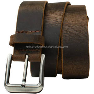 Casual Style Men's Genuine Leather Premium <b>Brown</b> Finish Leather Belt with Nickel Plated Brass Pin Buckle in All Customized Sizes - Product Image 5