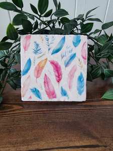 Sous-verres en marbre à plumes colorées, sous-verres rustiques pour la décoration de la maison - Product Image 3