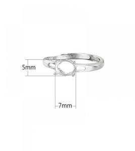 ตัวเรือนแหวนเงินแท้ 925 ชุบทองคำขาว สไตล์วินเทจ สำหรับงานแต่งงานและวันครบรอบ รูปทรงวงรี สำหรับใส่พลอยแบบคาโบชอง ทำแหวน DIY - Product Image 5