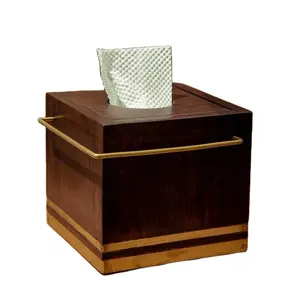 Kotak tisu kayu bentuk persegi, tempat tisu kayu untuk pesta, kotak Dispenser tisu kayu, pemegang kotak tisu wajah