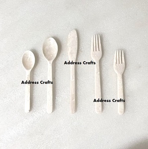 Ensemble de couverts 5 pièces en résine de qualité supérieure, motif tourbillon couleur écaille de tortue, durable et écologique, vaisselle de fête, style américain - Product Image 2