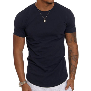 <b>Mens</b> Slim Fit <b>Long</b> <b>Sleeve</b> Streetwear T-Shirt 93% Cotton 7% Elastane Light Weight <b>Gym</b> <b>Top</b> Longline Curved Hem OEM Customizable - Product Image 2