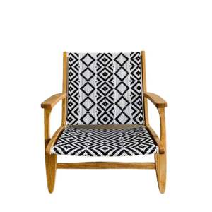 Sillas de Jardín con Estructura de Madera de Teca y Motivos de Tela Tejida, que Brindan una Impresión Elegante y Moderna - Product Image 1