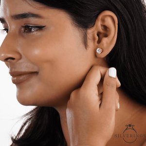 NOVAMART Fine Silverings 925 <b>Sterling</b> <b>Silver</b> Solitaire Earrings Ball <b>Stud</b> Design with Gold Zircon Bezel Setting Wholesale Export - Product Image 4