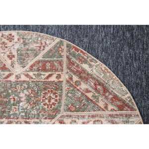 พรมขนาด 3.3x3.3 ฟุต, พรมกลมสไตล์วินเทจตุรกี, พรมขนสัตว์สีเขียวลายปะติด - Product Image 5