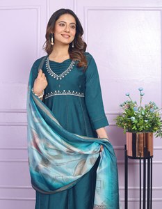 Ropa india de calidad de exportación paquistaní Salwar Kameez Conjunto de Kurta de algodón de viscosa pesada de diseñador de alta calidad con Dupatta impreso - Product Image 2