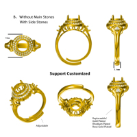 Benutzer definierte einstellbare Montage einstellung Inlay Sterling Silber Ring rohlinge Halb montage ringe