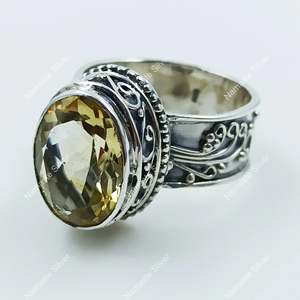 Bague en argent sterling 925 faite à la main avec pierre de citrine, bijoux de mode bohème, pierre précieuse ovale en citrine naturelle pour le mois de novembre - Product Image 4