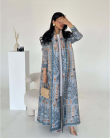 Nouvelle Robe Kaftan Abaya Thobe Thawb en Polyester à Manches Longues, Taille Unique, Motif Floral Peint, Longueur Cheville, Idéale pour la Plage - Collection 2026