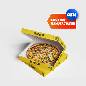 Caja de pizza impresa OEM personalizada con acabado Kraft y diseño gráfico personalizado para uso de marca - Product Image 2