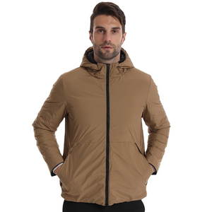 Veste matelassée légère en toile pour homme avec logo personnalisé, col montant, logo frontal, fermeture éclair intégrale, chaude pour l'hiver, tailles EU et US, vente en gros - Product Image 4