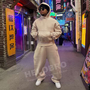 Custom Cotton French Terry Fleece Heavyweight Embroidery Hoodie and Sweatpants Sets Hoodie Unisex Sweatsuit Men Tracksuit - Product Image 3