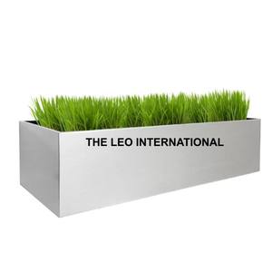 Ensemble de 2 jardinières rondes en aluminium texturé, plaquées argent, polies et brillantes, de tailles différentes - Product Image 3