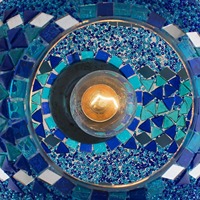 Lustre suspendu rond indien en mosaïque bleue, luminaire artisanal en verre, lanterne décorative
