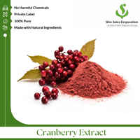 Poudre d'extrait de canneberge naturelle de haute pureté (qualité cosmétique) – Extrait végétal soluble dans l'eau, certifié Halal, extrait par solvant