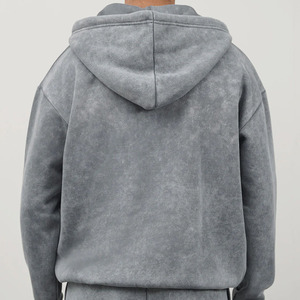 เสื้อฮู้ดดี้ทรงโอเวอร์ไซส์แบบวินเทจ ล้างสีแบบแอซิด ทำสีซีด สำหรับผู้ชาย ขายส่ง เนื้อผ้าหนา - Product Image 5