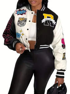 เสื้อแจ็กเก็ตทีมมหาวิทยาลัยที่ทันสมัยมีแผงที่ตัดกันตัวหนาแพทช์ยางข้อมือเสื้อและสไตล์เบสบอลคลาสสิกสำหรับแฟชั่นแนวสตรีท - Product Image 2