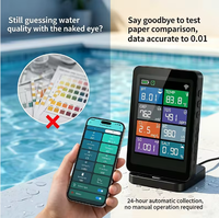 Moniteur de piscine WiFi multi-paramètres 8 en 1, flottant, étanche, pour pH, ORP, TDS, EC, sel, densité, chlore, température, avec application Tuya