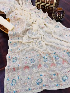Designer de haute qualité Georgette Saree avec Heavy Fox Sequence Work Style indien Wedding Party Wear Heavy Blouse - Product Image 4