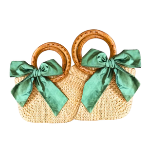 Sac à main élégant de qualité supérieure en jacinthe d'eau avec nœud en satin Sacs à main pour femmes parfaits pour l'été et les tenues décontractées - Product Image 1