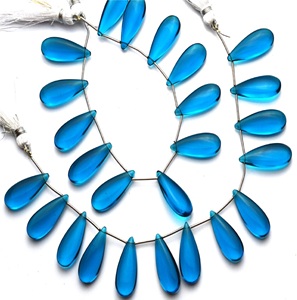 Calidad súper fina 7 \ "hilo completo azul neón apatita hidrocuarzo cuentas 10x25MM largo forma de pera Briolette para joyería - Product Image 1