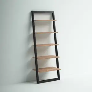 5-Tier Storage Rack Ladder Shelves Bookcase Leaning Against The Wall Bookshelf for Living Room Office