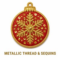 Patch brodé de Noël rouge et or, motif flocon de neige et boule de Noël, thermocollant, pour vêtements, sacs et décoration intérieure