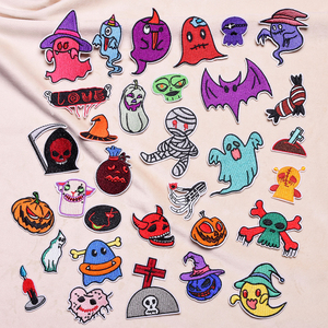 แผ่นปะใหม่2025ลายการ์ตูนเทศกาลผีฮาโลวีนแผ่นปักรูปฟักทองหัวกะโหลกผู้ผลิตในปากีสถานสั่งทำ - Product Image 3