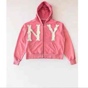 <b>Top</b> Trending Custom Distress Embroidered <b>Zip</b>-Up cotton blended Hoodies Available In All Colors - Product Image 5