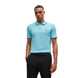 T-shirt polo pour hommes de couleur unie vêtements d'été col de polo et tenue décontractée Slim Fit coton respirant pour le confort - Product Image 1