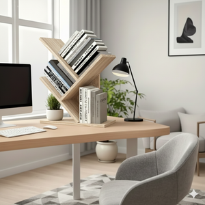 Estantería de Escritorio Moderna Europea con Diseño Geométrico de Árbol, Organizador de Libros Nórdico Blanco, Ahorro de Espacio, OEM, Marca Privada, Venta al Por Mayor - Product Image 4