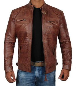 Solid Color Casual Wear Men Leather Jacket Streetwear New Fashion Comfortable Men Leather Jacket - Product Image 6