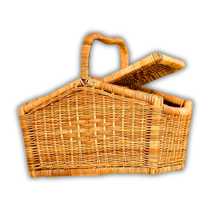 Panier pique-nique en rotin de haute qualité avec couvercle du Vietnam grand panier de récolte en osier léger pour un voyage facile - Product Image 1