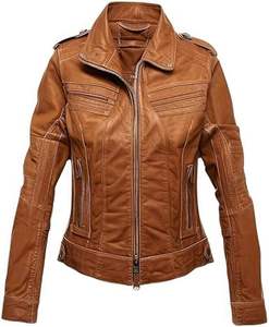 Última llegada de moda de tamaño adulto chaqueta de cuero de las mujeres Nuevo diseño de las mujeres cálidas de invierno con cremallera chaquetas de cuero casuales OEM - Product Image 1