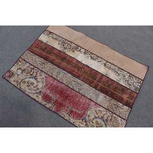 Tapis turc vintage 3,2x4,2 pieds (98x129 cm), tapis camouflage rouge - Product Image 3