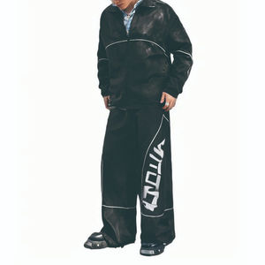 Ensemble de survêtement vintage pour homme, pantalon large à jambes larges, coupe ample, tissé en coton, de grande taille, de haute qualité, pour l'hiver - Product Image 1