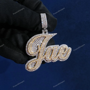 Custom Two Tone Moissanite <b>Letter</b> Pendant Iced Out 925 Sterling <b>Silver</b> Gold Plated Hip Hop Handmade Antique Luxury Charm Jewelry - Product Image 6