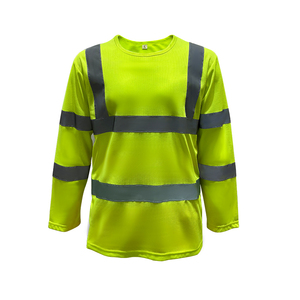 Camiseta DE SEGURIDAD reflectante de manga larga verde con logotipo personalizado camiseta de trabajo de poliéster impermeable ANSI de alta visibilidad con logotipo personalizado - Product Image 4