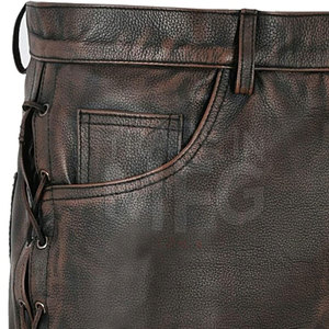 Pantalones de cuero de diseño personalizado de calidad superior para hombre fábrica al por mayor ajuste regular estilo casual impermeable a prueba de viento ligero - Product Image 6