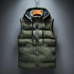2025 hommes mode chaude hiver coupe-vent à capuche veste sans manches solide gilet avec poches décontractées grande taille imperméable gilet - Product Image 5